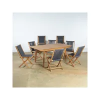 ensemble de jardin en teck table et 6 chaises dark grey pk27001