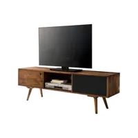finebuy meuble tv bois massif sheesham 140 x 45 x 35 cm lowboard tv commode  étagère pour la télévision - pour téléviseur jusqu'à 60 pouces - panneau de télévision avec compartiments de porte