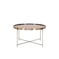 venezia - table basse en verre et métal ø70xh40cm - couleur - laiton
