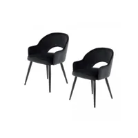 lot de 2 fauteuils fait main ape noir 58x55 fsc en polyester doux et soyeux