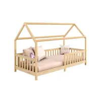 lit cabane nina lit enfant simple montessori en bois 90 x 200 cm, en pin massif finition naturelle