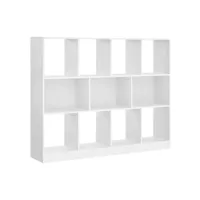 bibliothèque étagère rangement meuble pour dossier avec 8 casiers ouvert et 3 compartiments pour bureau chambre salon 126 cm blanc helloshop26 12_0003486