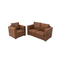 ensemble de canapés 2 pcs，banquette sofa pour salon cuir daim synthétique cniw561806