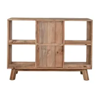 commode, meuble de rangement en bois recyclé coloris marron clair - longueur 120 x profondeur 40 x hauteur 90 cm