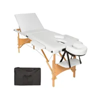 tectake table de massage portable pliante à 3 zones avec cadre en bois 401467