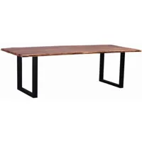 bobochic table 160 cm awa bois acacia massif et pieds carrés métal noir
