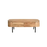 table basse avec rangements en bois massif et métal noir 4 tiroirs l115 cm napoli