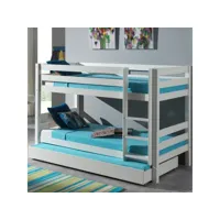 paris prix - lit enfant superposé & tiroir de lit pino 90x200cm blanc