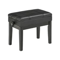 banquette tabouret siège pour piano coffre intégré hauteur réglable bois hévéa assise revêtement synthétique noir
