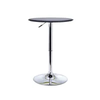 table de bar table bistrot chic style contemporain table ronde hauteur réglable 67-93 cm ø 63 cm métal chromé pvc noir