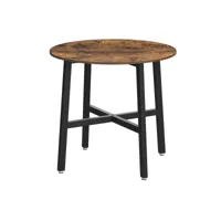 table à manger table de cuisine ronde pour salon bureau 80 x 75 cm (diamètre x hauteur) style industriel marron rustique et noir helloshop26 12_0002521