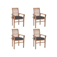 lot de 4 chaises  chaises de salle à manger chaises à dîner  avec coussins anthracite bois de teck meuble pro frco46950