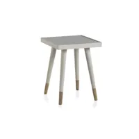 table d'appoint carrée bois-blanc - moniccella - l 41.5 x l 41.5 x h 53 cm - neuf