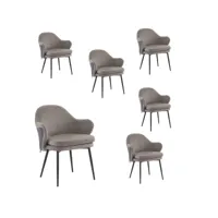 chaises de salle à manger brun velours nid d'abeille et pu-cuir de couleur assortie unique chaises jambes de fer - 6 chaises