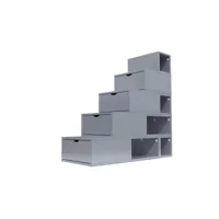 escalier cube de rangement hauteur 125 cm  gris aluminium esc125-ga