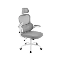 chaise de bureau,chaise d'ordinateur avec appui-tête réglable et support lombaire,pivotante,gris