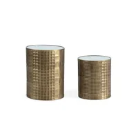 table d'appoint thai natura doré métal fer miroir 2 pièces
