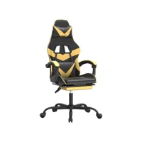 vidaxl chaise de jeu pivotante et repose-pied noir et doré similicuir