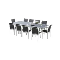 ensemble table et chaises de jardin modulo 10 places blancgris perle w_603240