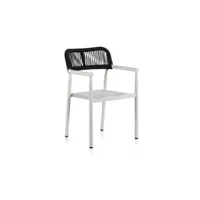 chaise de jardin aluminium blanc - tinajo - l 56 x l 57 x h 84 cm - neuf