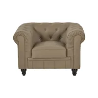 fauteuil chesterfield capitonné - pu taupe - fauteuil chesterfield