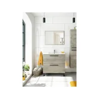 meuble sous évier douna, meuble de salle de bain 2 tiroirs, armoire suspendue avec miroir, évier non inclus, 80x45h80 cm, chêne 8052773795401
