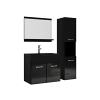 meuble de salle de bain montreal 60 cm lavabo noir - noir brillant - armoire de rangement meuble lavabo evier meubles