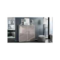 meuble moderne blanc mat façades laquées gris sable 104 x 105,5 x 35,5 cm
