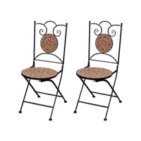 lot de 2 chaises de bistro pliables chaises de jardin  céramique terre cuite meuble pro frco18574