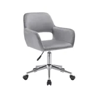 fauteuil de bureau-chaise de bureau-tabouret à roulettes en velours-pivotant et  gris clair