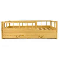 lit d'enfant en bois naturel style scandinave 160x80cm avec barrière et tiroir : confort et sécurité réunis - bois