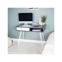 bureau avec rangement en bois et métal de style scandinave noir et blanc 100x58x77cm
