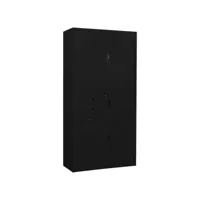 armoire de bureau noir 90x40x180 cm acier
