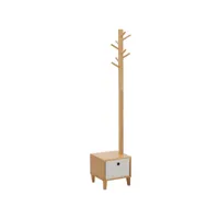 homcom meuble rangement avec tiroir porte-manteau banc 3 en 1 style scandinave polyester gris clair bois massif bambou