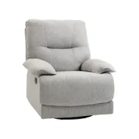 fauteuil de relaxation grand confort pivotant 360° dossier inclinable repose-pied ajustable tissu gris clair