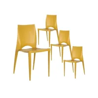 rofa - lot de 4 chaises empilables polypropylène jaune