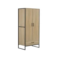 armoire 2 portes avec tiroir bois clair schwedt 315842