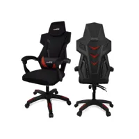 amstrad ams-209 chaise de bureau ou gaming tissu type mesh - maille respirante - coloris noir & rouge - coussin lombaire
