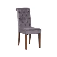 chaise de salle à manger lisburn avec pieds en bois de caoutchouc , gris foncé/velours