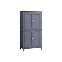 armoire de salle de bain, meuble de rangement, placard de cuisine avec 4 portes, étagères réglables, 30 x 60 x 110 cm, gris ardoise