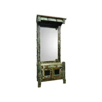 meuble d'entrée, banc d'entrée avec miroir en bois multicolore - longueur 83 x profondeur 44 x hauteur 185 cm
