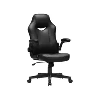 chaise de bureau fauteuil gamer siège ergonomique pivotant avec accoudoirs rabattables hauteur réglable et inclinaison libre charge 150 kg noir helloshop26 12_0001436