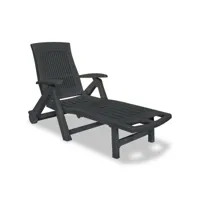 transat chaise longue bain de soleil lit de jardin terrasse meuble d'extérieur avec repose-pied plastique anthracite helloshop26 02_0012587