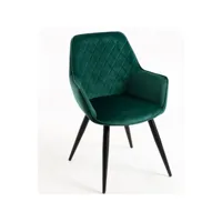 chaise velours vert foncé et pieds métal noir zonky - lot de 2
