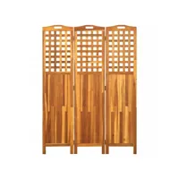 cloison de séparation 3 panneaux - paravent salon/jardin 121x2x170 cm bois d'acacia
