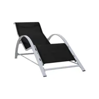 transat chaise longue bain de soleil lit de jardin terrasse meuble d'extérieur textilène et aluminium noir helloshop26 02_0012932
