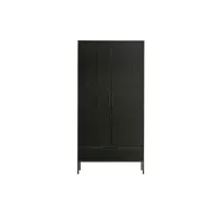 adam - armoire 2 portes 1 tiroir en bois - couleur - noir 373212-z
