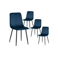 fency - lot de 4 chaises bleu nuit surpiqures triangle