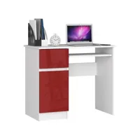 mogo - bureau informatique style moderne - 90x77x50 - 1 porte+1 tiroir - rouge