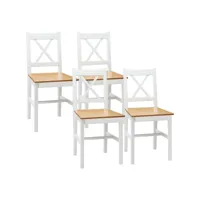 lot de 4 chaises de salle à manger esprit campagne dossier croisé bois pin blanc